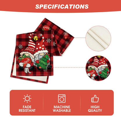 Artoid Mode Red and Black Buffalo Plaid Gnome Believe Snowflakes Christmas Table Runner, Seasonal Winter Holiday Kitchen Dining Table Decoration for Home Party Decor 13x72 Inch