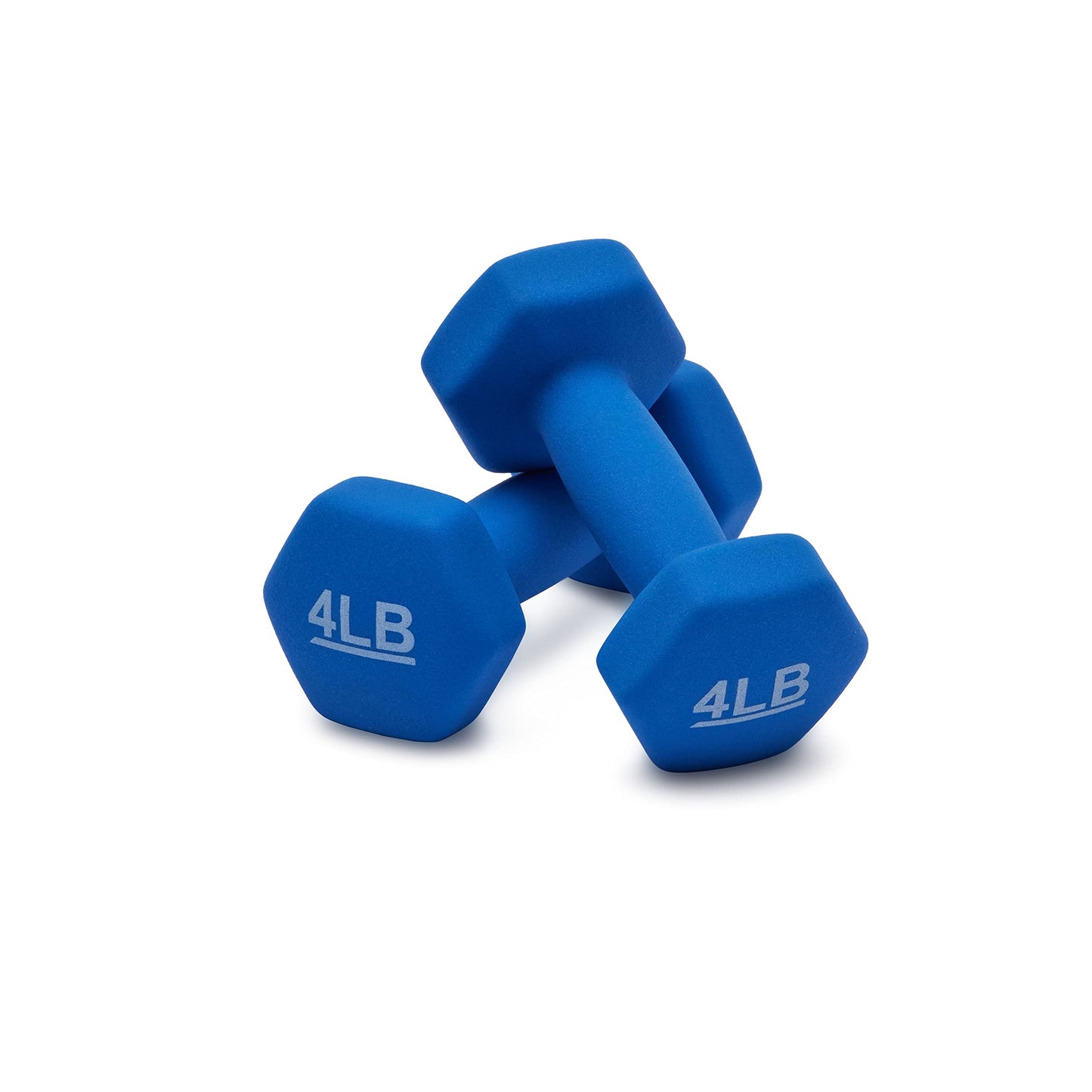 Amazon Basics Neoprene Dumbbell Hand Weights for Workout and Exercise, Hexagon Shape, 4 Pounds, Pair, Blue