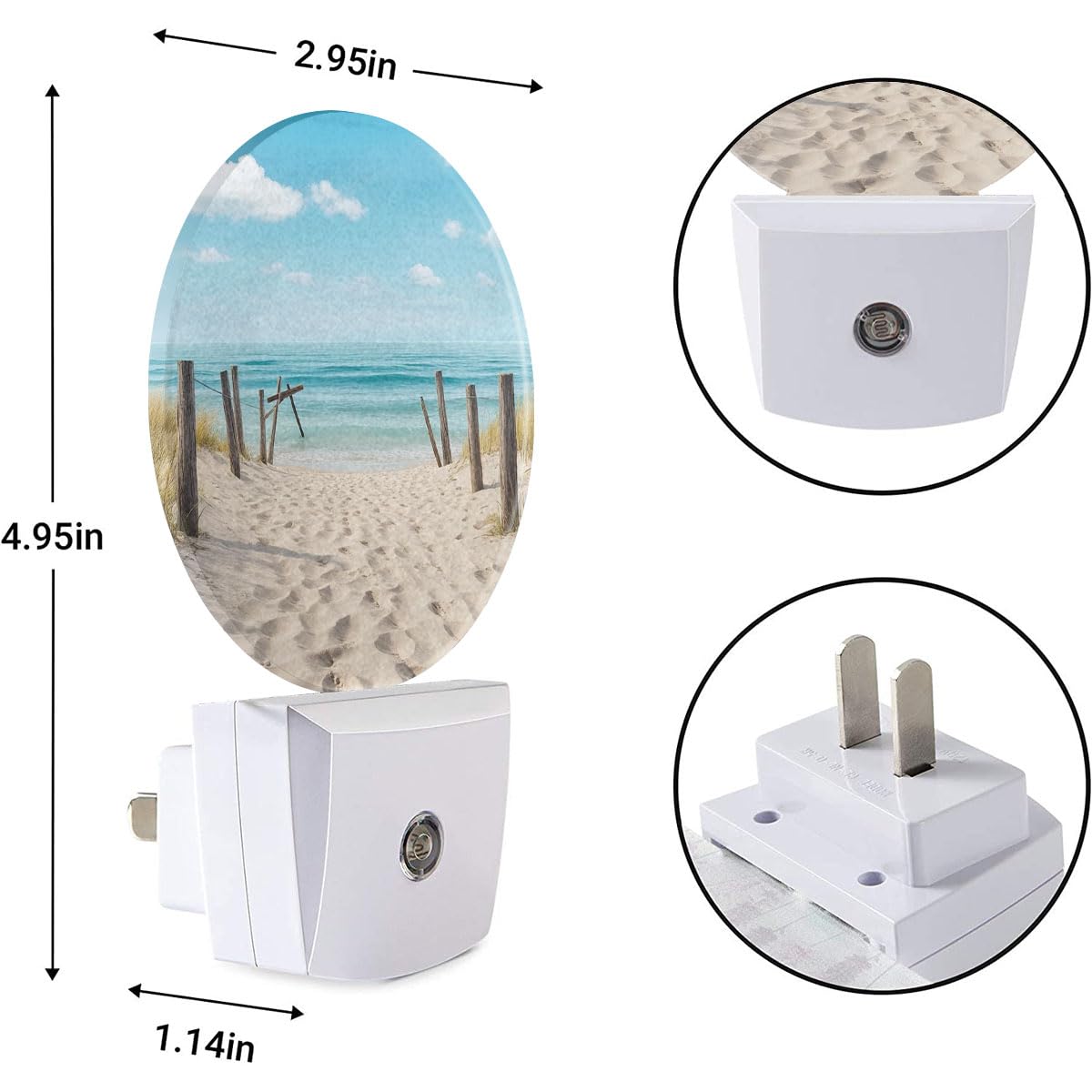 EKOBLA Beach Sand Ocean Night Light, Seaside Nature Scenery Night Lights Plug Into Wall with Dusk to Dawn Sensor, Energy Saving LED Night Lamp for Home Bathroom