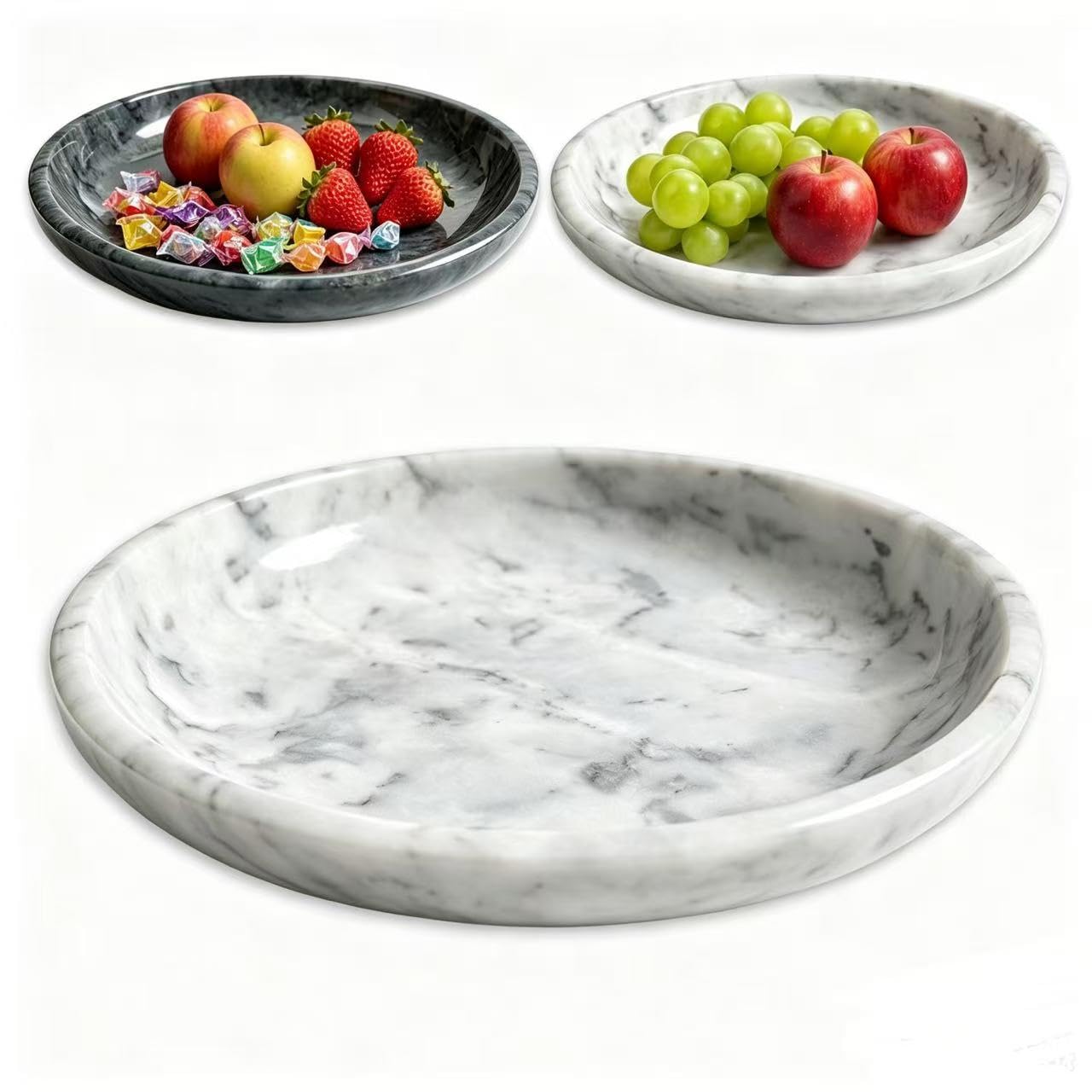 Marble Decorative Bowl，7.8" Elegant Modern Fruit Bowl for Kitchen Counter