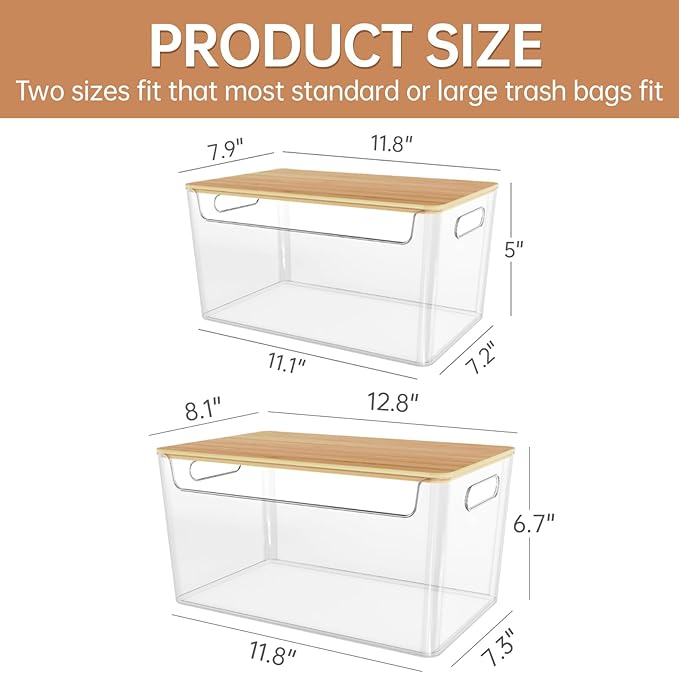 2 Pack Trash Bag Holder Under Sink Stackable, Plastic Garbage Dispenser