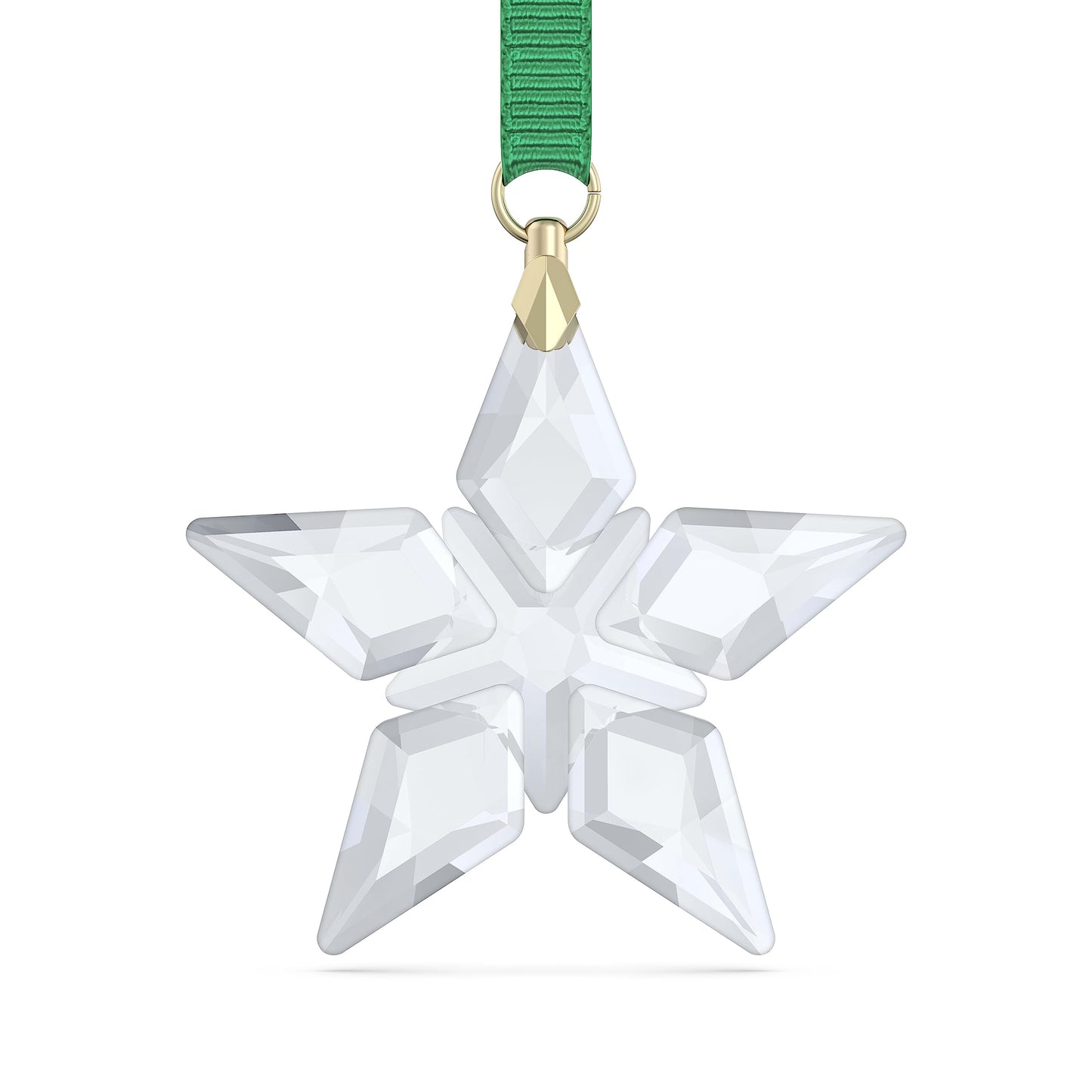 Swarovski Annual Edition 2023 Little Star Ornament with Green Ribbon and Gold-Tone Finished Accents, Part of the Swarovski Annual Edition Collection