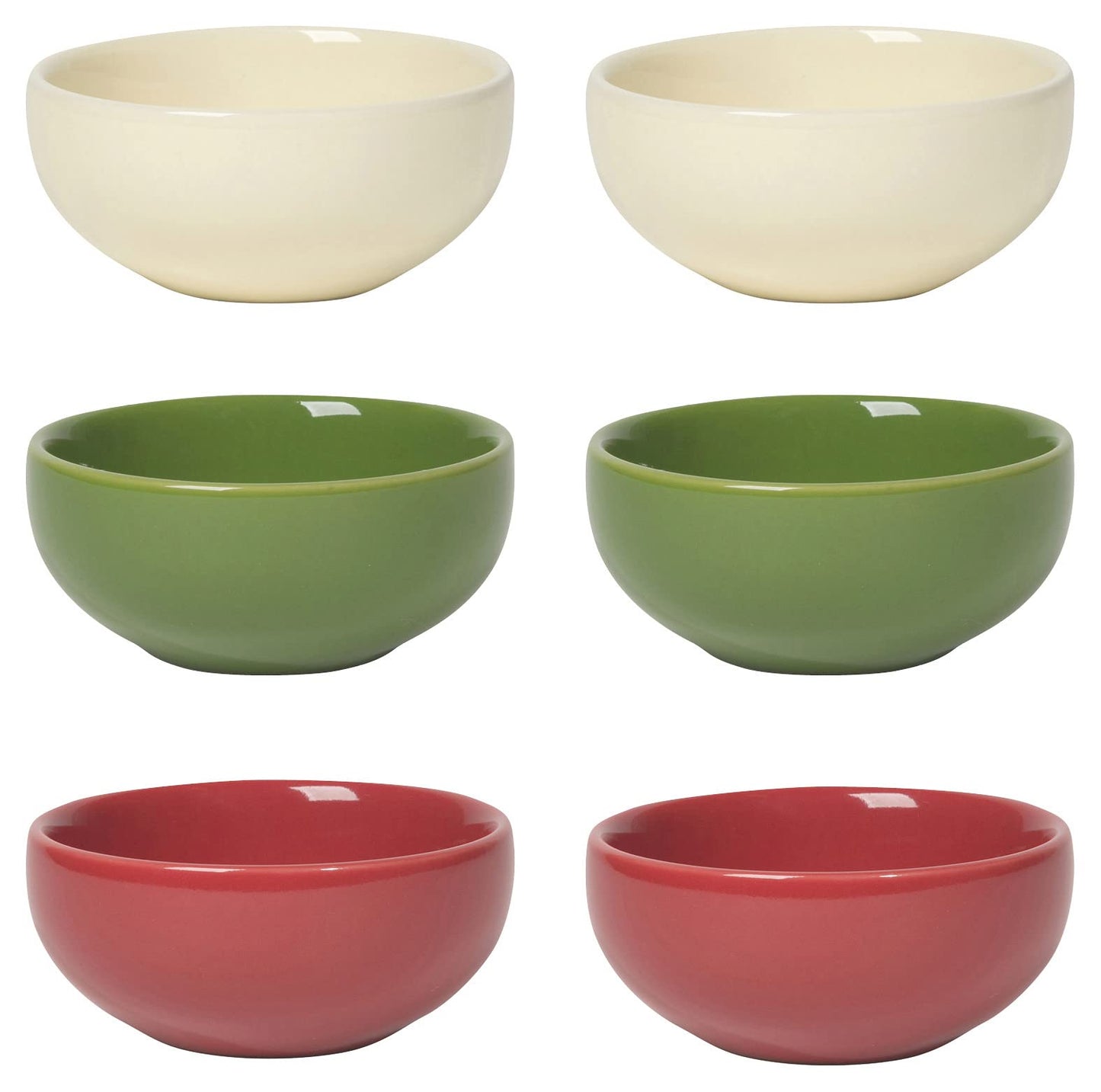 Now Designs Christmas Decor Ceramic Pinch Bowl Set, Soy Sauce Dish, Set of 6, 2 oz