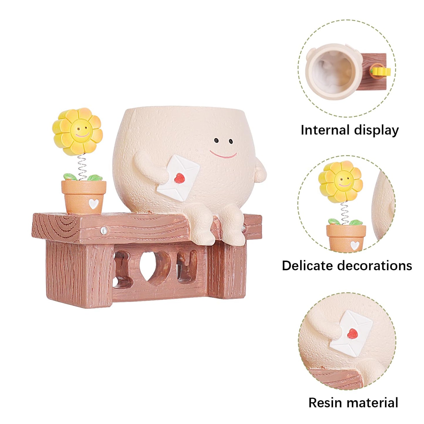Smiley Face Planter Pots Cute Plant Pot for Plants, Funny Swing Sunflower Pots Succulents Live Planters Gift Idea for Mother Lover Christmas