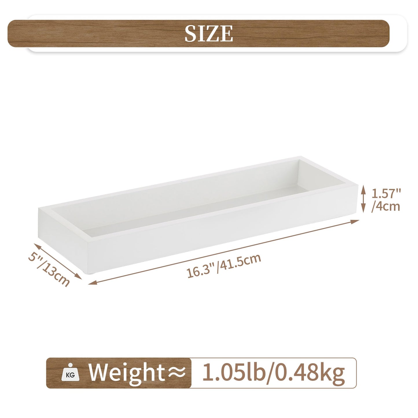 Hanobe Rectangular Long Narrow Tray: White Decorative Rectangular Candle Holder Centerpiece Tray Decor Serving Tray No Handle for Dining Table Coffee Bar Living Room Home Decor