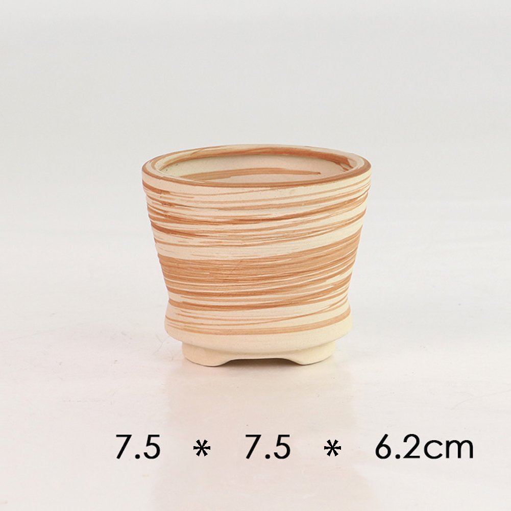Sun-E 6 in Set 7.6 cm Ceramic Wooden Pattern Succulent Plant Pot Cactus Plant Pot Flower Pot Container Planter Gift Idea