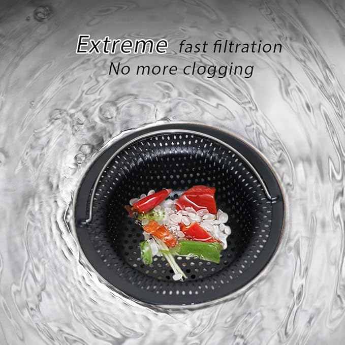 2 Pcs Black Kitchen Sink Drain Strainer