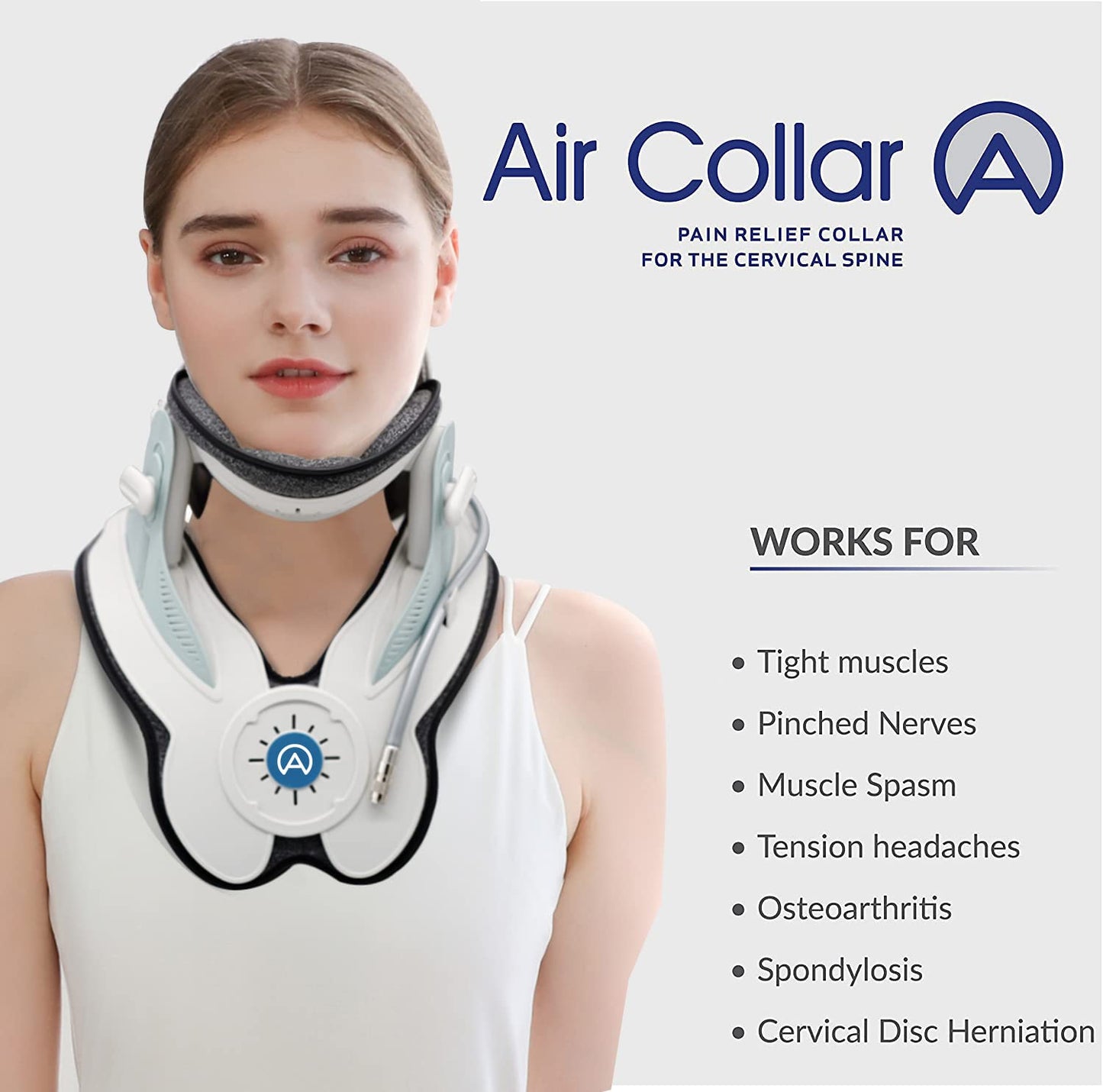 Neck Traction Device by Air Collar - Neck Stretcher - Cervical Traction Device - Neck & Shoulder Pain Relief - Stretcher Collar for Improved Spine Alignment - 2nd Generation (2nd Gen - Electric)