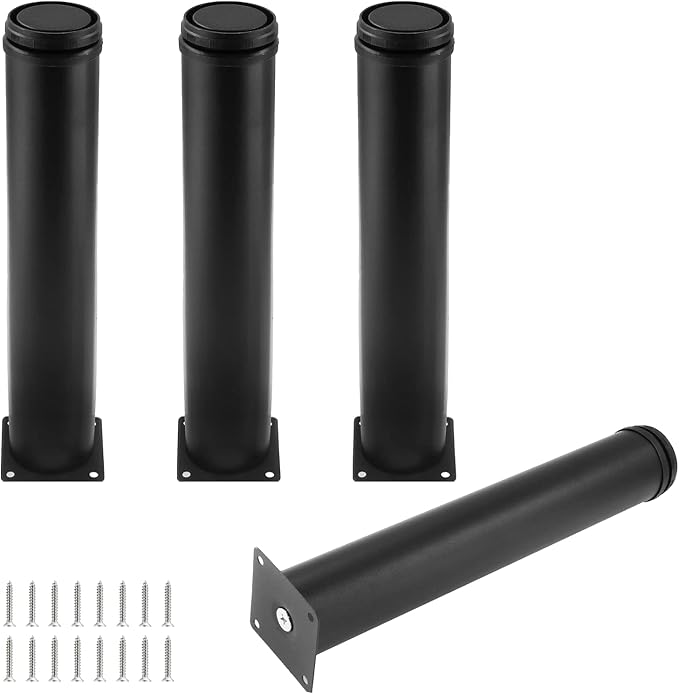 Set of 4 Stainless Steel Furniture Legs 12 Inch, Adjustable Round Cabinet Legs