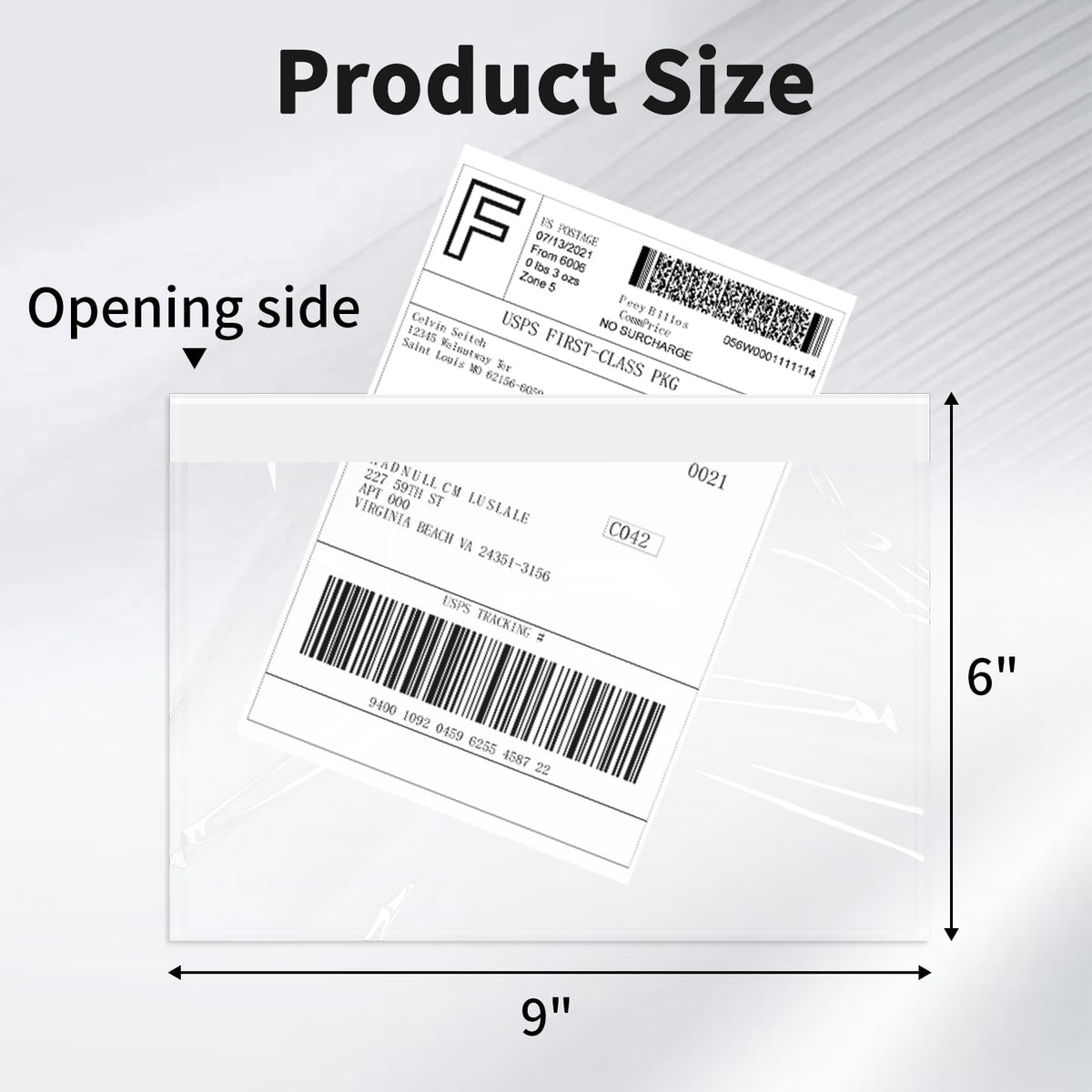 9527 Product 6" x 9" Clear Adhesive Top Loading Packing List Clear Shipping Pouches, Mailing/Shipping Label Envelopes (100 Pack)