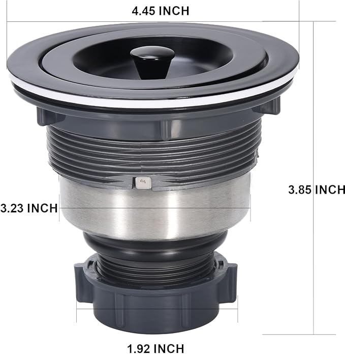 Kitchen Sink Drain 3-1/2 Inch Black Sink Drain Assembly Kit, Removable Deep