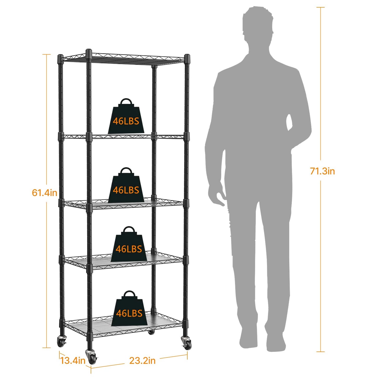 sagrynfp Indoor Greenhouse with Grow Lights, 5 Tier 23.2" L×13.4" W×61.4" H Mini Greenhouse, Grow Light Shelf with Tent and Thermometer, with 72W Full Spectrum Growing Lamps for Seed Starting