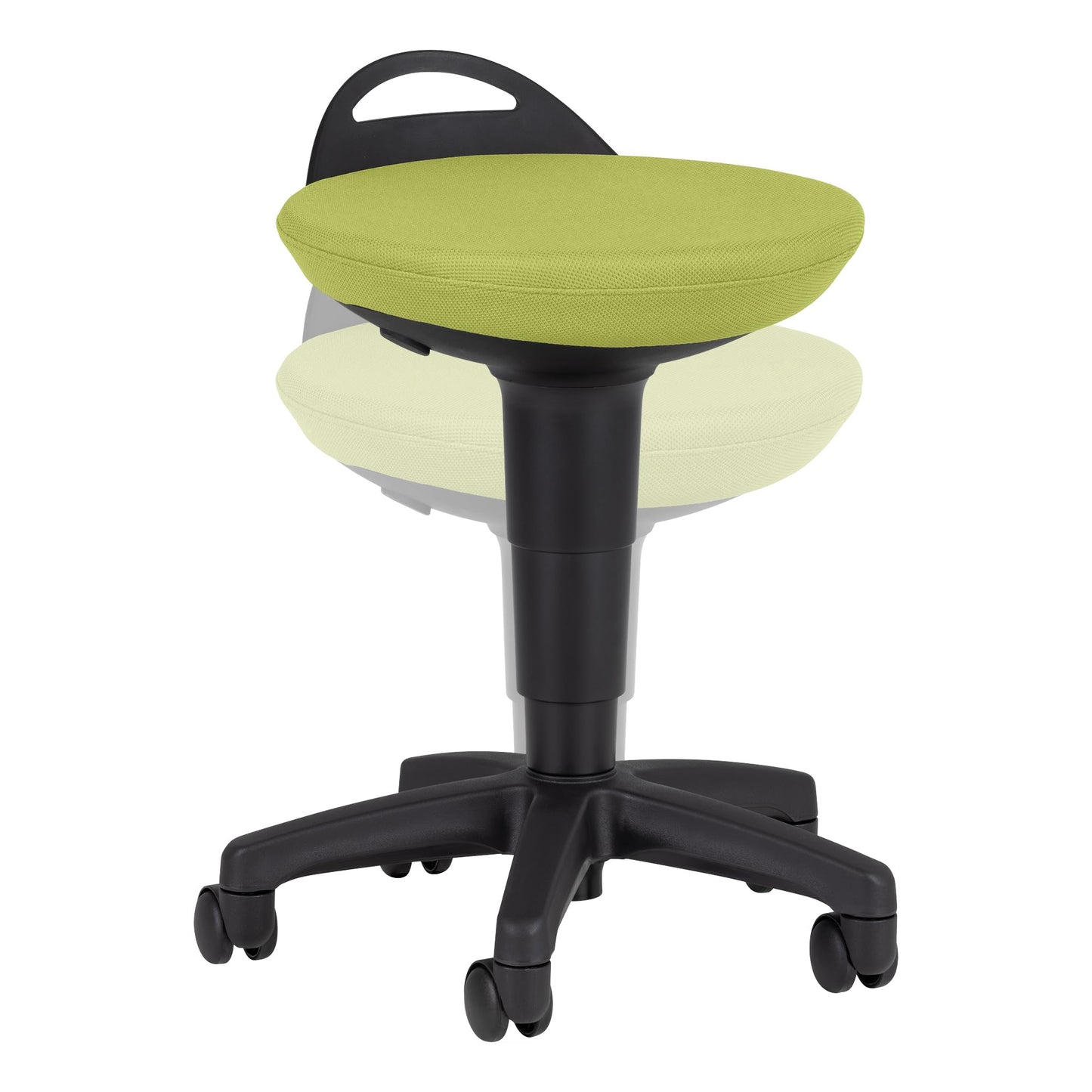Rolling Adjustable-Height Padded Stool - Fern Green