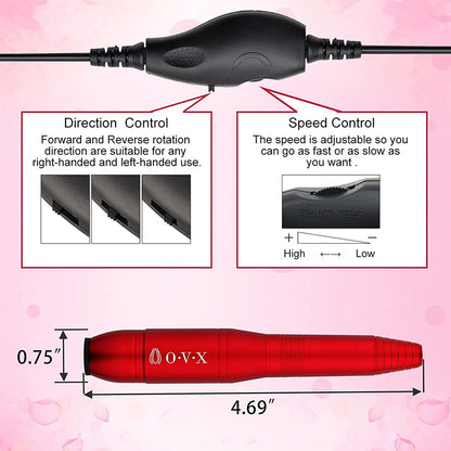 Portable Electric Nail Drill File Machine with Acrylic Nail Kit Set Professional 20000rpm Manicure Pedicure with Sanding Bands Brush for Nail Art Gel Nail Polish Tips Clippers