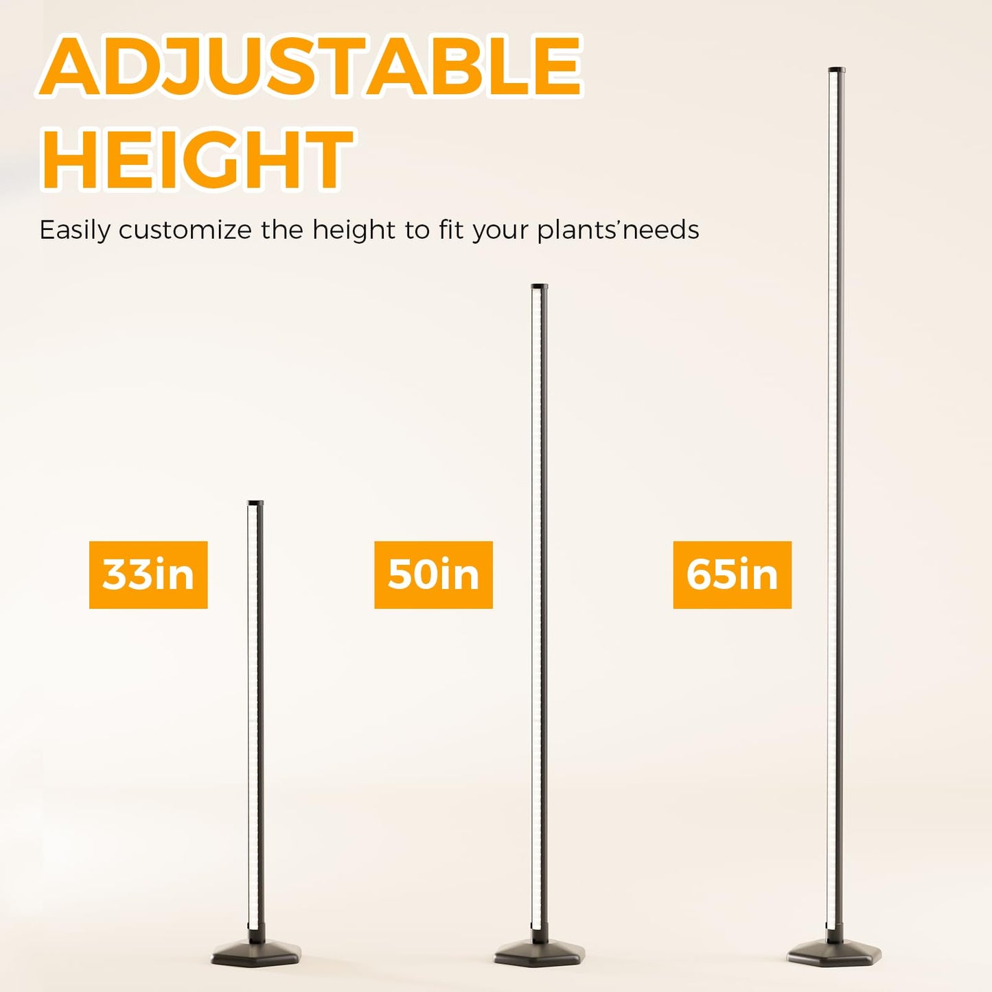 CCACC Standing Grow Light with Timer, 192 LEDs, 65 Inch Full Spectrum Vertical Plant Lamp Bar for Indoor, 3 Light Modes, 10 Level Dimmable Floor Grow Light, Mimic Sunlight to Tall Plants & Flowering