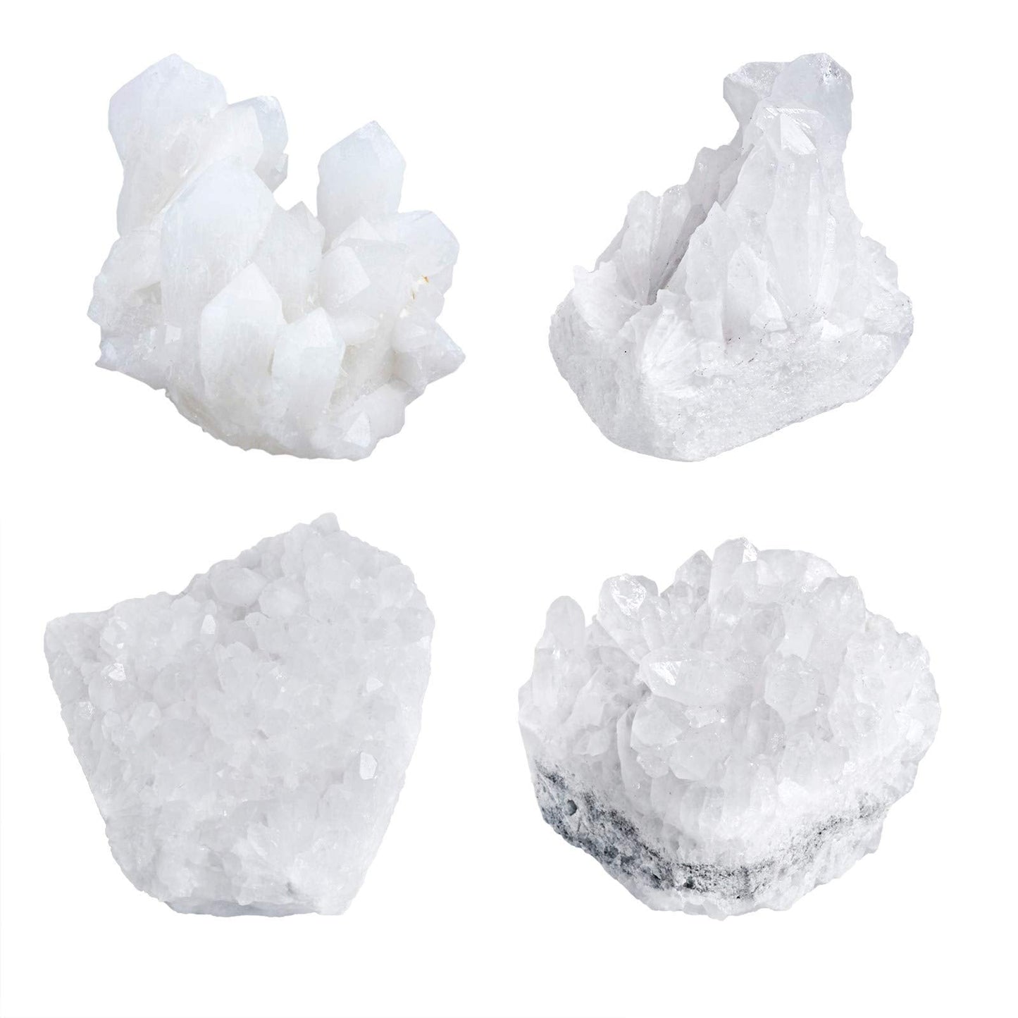 Amogeeli Natural Raw Rock Crystal Geode Cluster Specimen Office Home Decor, Mineral Stone for Collection