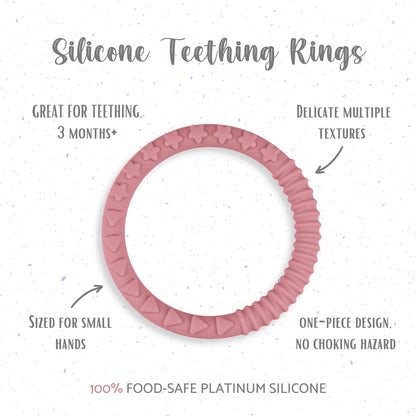 Silicone Teether Bracelet, Soft Silicone Teether Rings with Organic Featuring Multiple Raised Textures to Soothe Gums, Food Grade Silicone, BPA & Phthalate