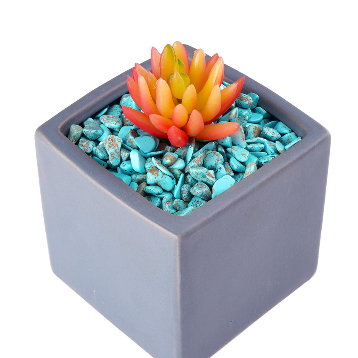 WAYBER 1 Lb/460g Green Turquoise Decorative Stones Irregular Aquarium Pebbles Crystal Rocks Quartz Gravels for Fish Turtle Tank/Succulent Plants/Air Plants Decoration (Fill 1 Cup)