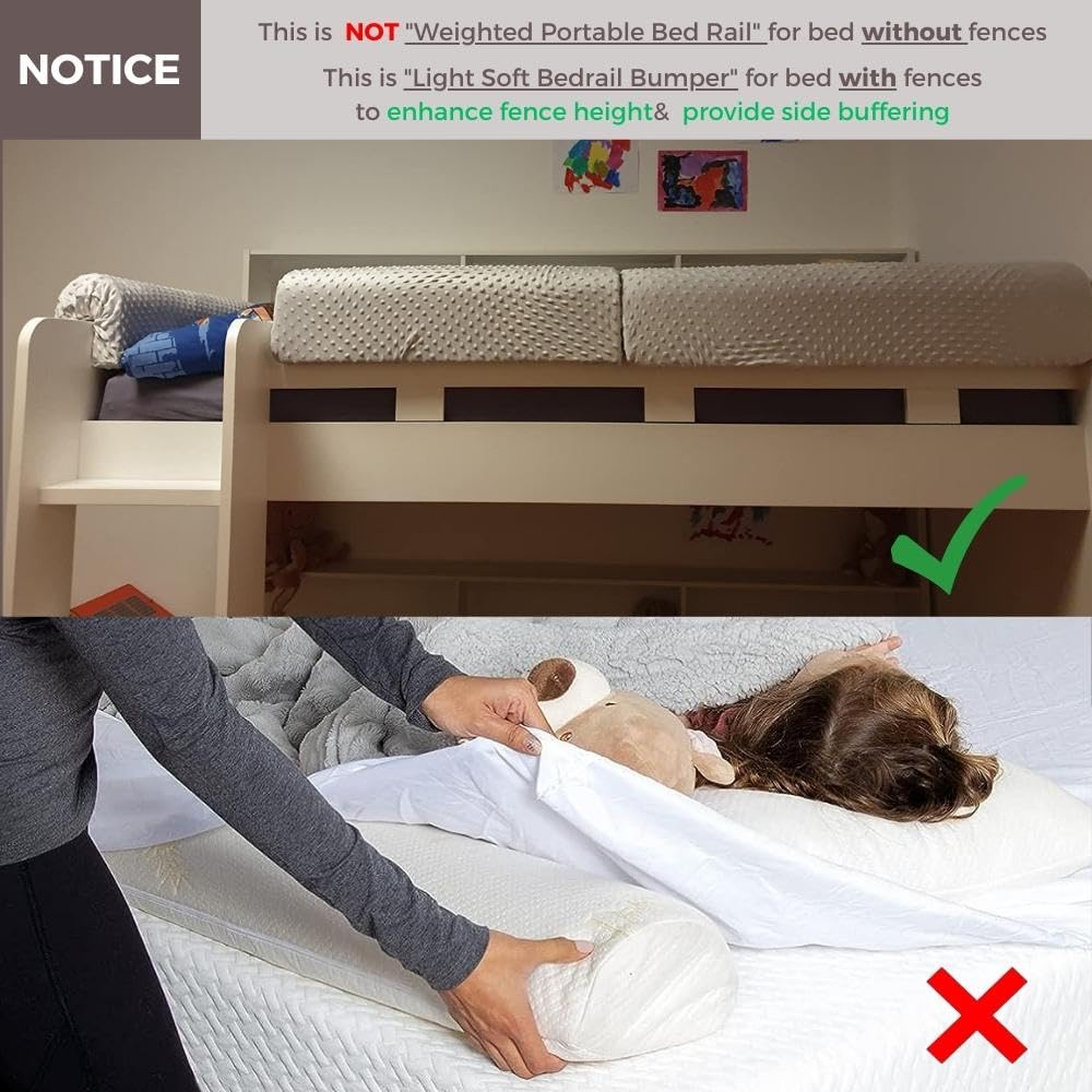 Wonder Space Toddlers' Bed Rail Bumpers Protecter - Children Bed Guardrail Padding - Anti-Collision | Increased Height | Fall Prevention - Easy Installation Enhanced Safety Universal Fit (Grey, 70cm)