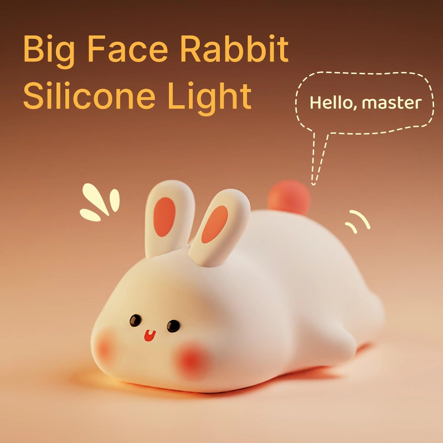 gofuch Night Light for Kids, Chubby-Faced Rabbit lamp 3-Level Dimmable USB Rechargeable Lamp with Timer, Soothing Animal Toy for Nursery Bedroom Dorm Decor, Gift for Boys Girls Teens Adults