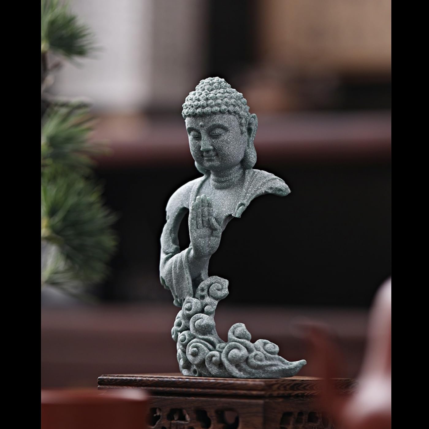 YQLDAHU Meditation Buddha Statue, Sandstone Zen Sculpture for Aquarium Fish Tank, Garden, Home & Office Decor (Indoor/Outdoor) ﻿