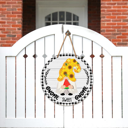 Interchangeable Gnome Welcome Sign Summer Patriotic 4th of July Door Decoration, Changeable Front Porch Decor Wood Wreath Gnomes Gifts for Spring Fall Winter All Seasons Holiday, Antique White