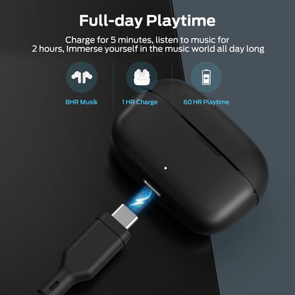 Monster N-Lite Clear Talk Wireless Earbuds Bluetooth 5.3 Headphones with CVC 8.0 Noise Reduction, IPX8 Waterproof in-Ear Stereo Earphones 60H Playtime, Bluetooth Earbuds with Fast Charging for Sport