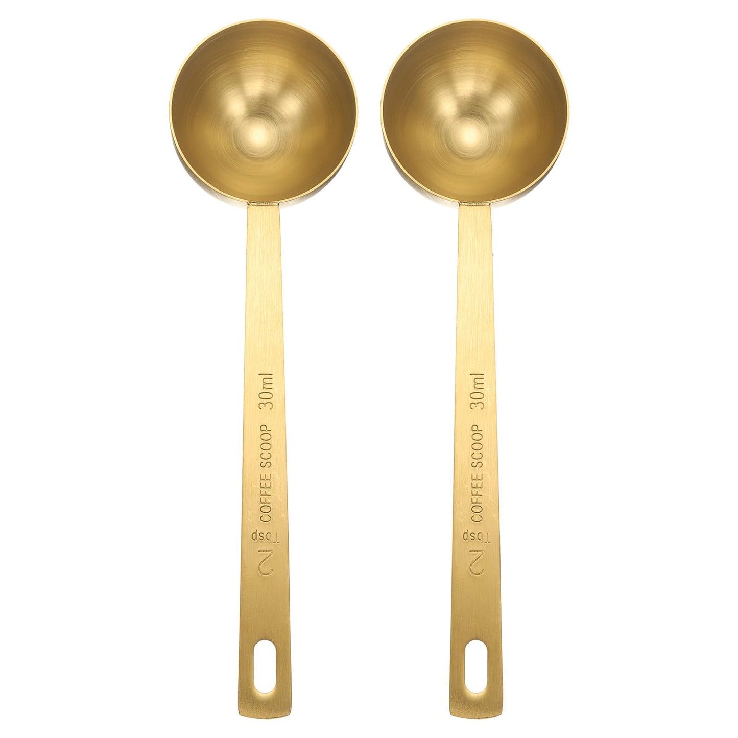 HARFINGTON 2pcs Coffee Scoop Spoon 2tbsp (6tsp, 30ml) 304 Stainless Steel Long Handle Teaspoon/Tablespoon Measuring Spoons Scoops for Tea Sugar Kitchen, Gold