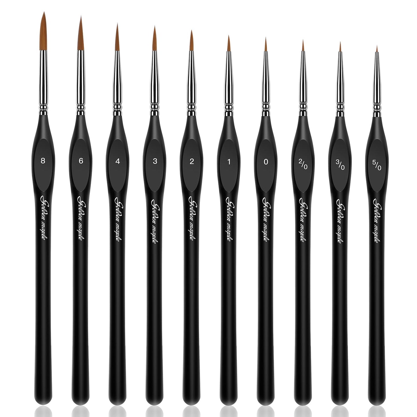Golden Maple Detail Paint Brushes Set 10pcs Miniature Brushes for Fine Detailing & Art Painting - Acrylic, Watercolor, Oil, Models