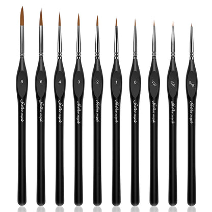 Golden Maple Detail Paint Brushes Set 10pcs Miniature Brushes for Fine Detailing & Art Painting - Acrylic, Watercolor, Oil, Models