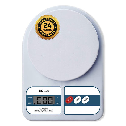 beatXP Kitchen Scale Multipurpose Portable Electronic Digital Weighing Scale | Weight Machine With Back light LCD Display | White |10 kg | 2 Year Warranty