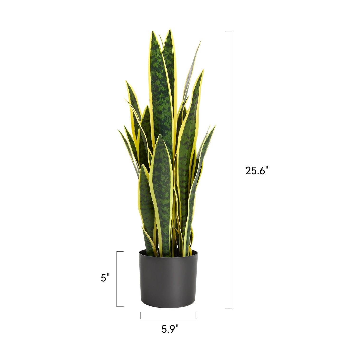 KOL 25.6’’ 2-Pack Artificial Snake Plant, Mother in Law Tongue Plants, 2ft Fake Sansevieria Indoor, 32 Realistic Leaves in Pot, Home Office Hotel Garden Corner Decor, Yellow