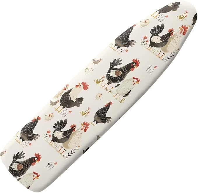 White Rooster Ironing Board Cover and Pad 15x54 Inch, Iron Board Cover