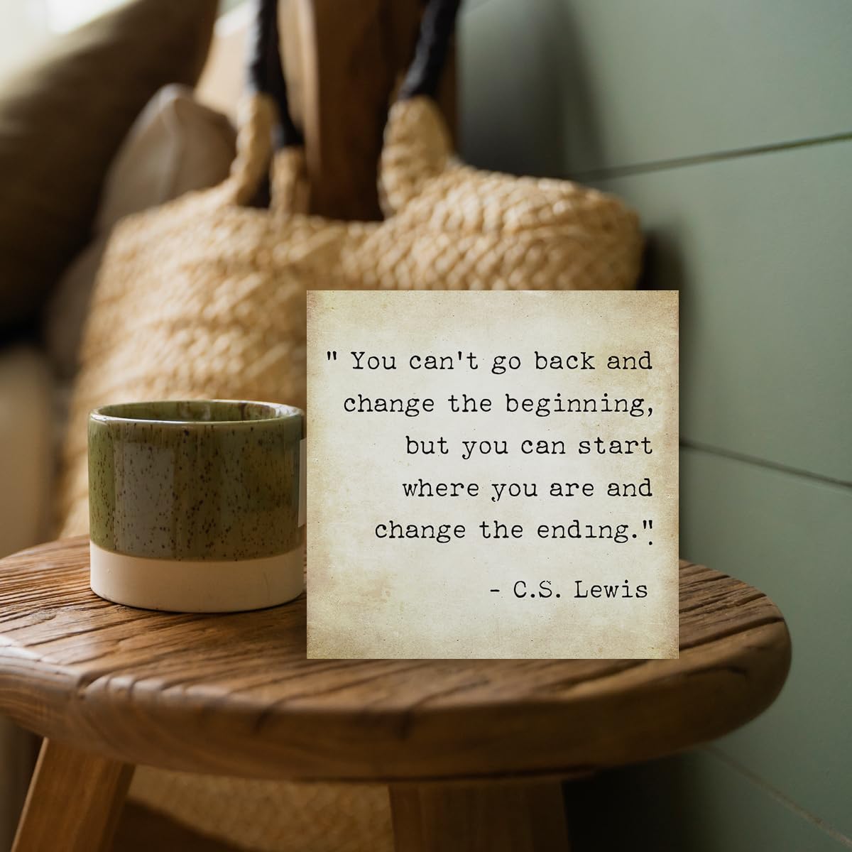 Inspirational Quotes Office Decor for Men, Rustic Wooden Block Plaque Box Sign for Home Office Desk Shelf Table, Motivational Wall Decor Inspirational Gifts for Women Men Friends - C.S. Lewis