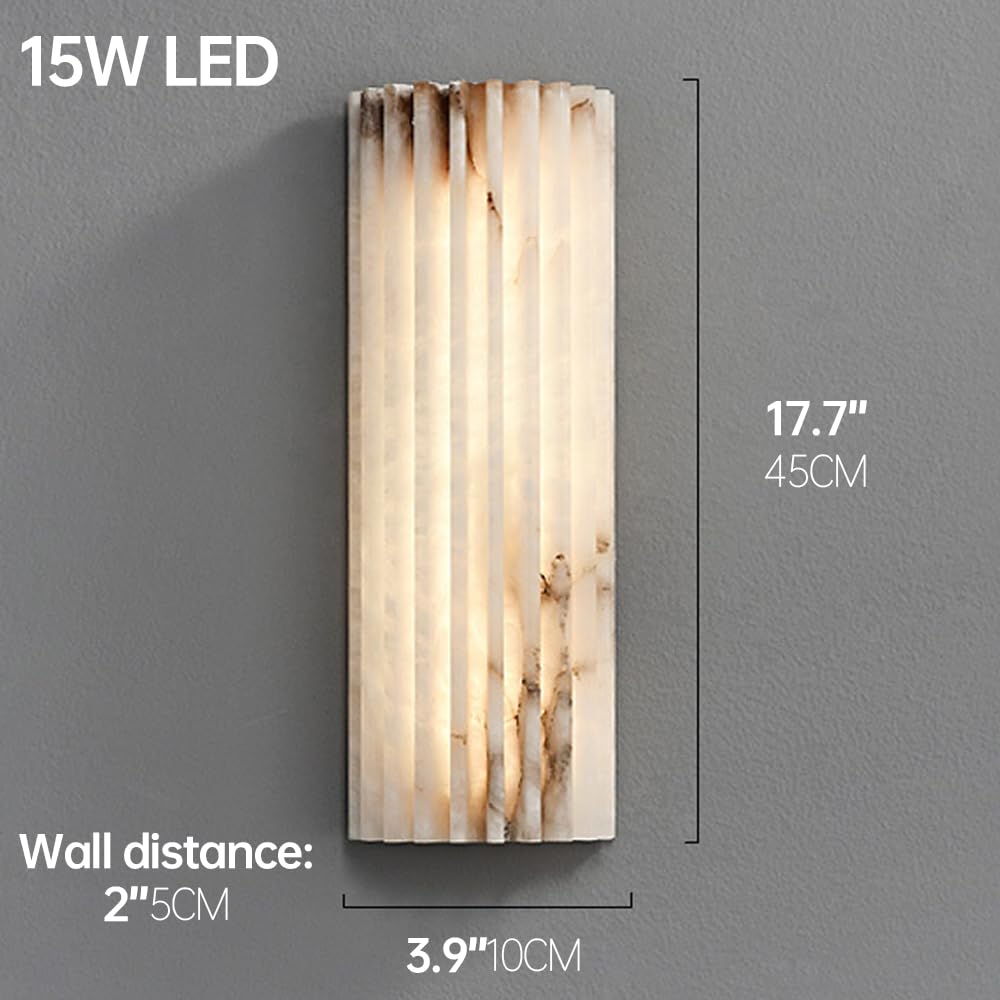YMDHFS Natural Alabaster Wall Sconce Semicircle Marble Wall Light Creative Bathroom Wall Sconce Mid Century Stone Wall Mount Light for Living Room Bedroom Hallway Kitchen Cafe Stairs