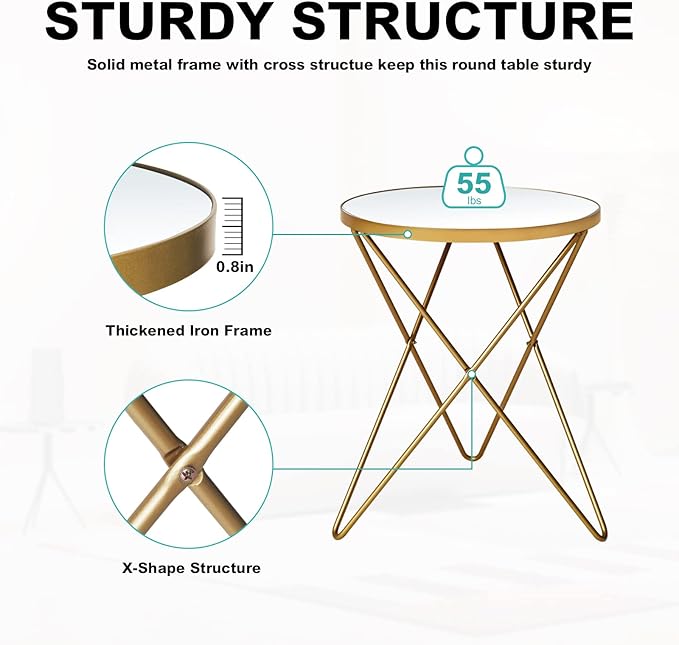 HLR Modern Round Side Table, End Table