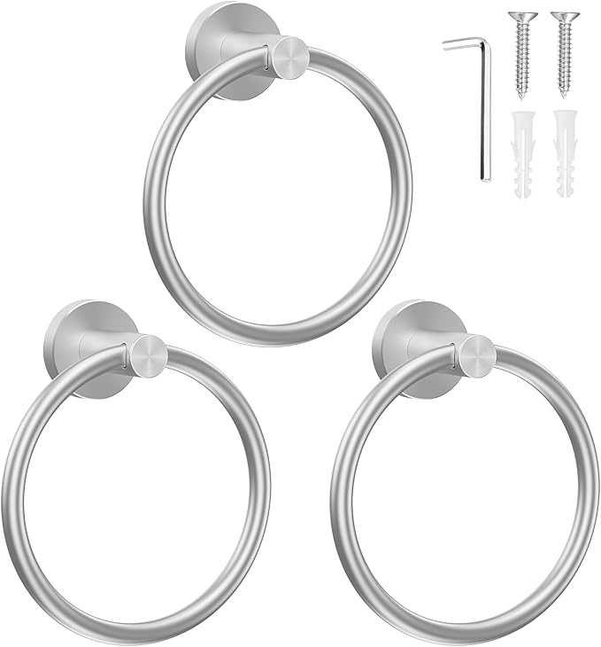 SetSail Towel Holder for Bathroom Wall Silver Towel Ring Stainless Steel Hand