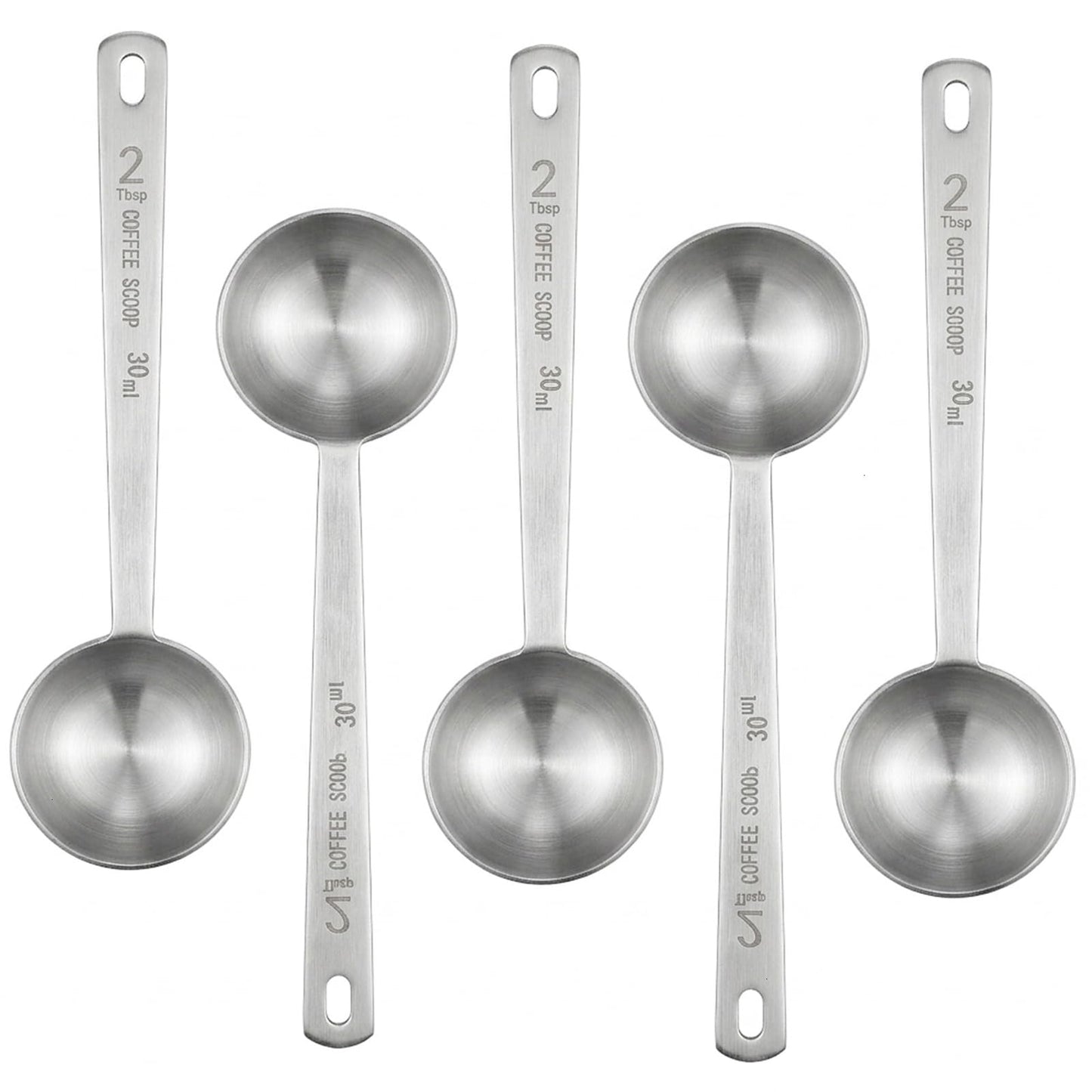 Timoo 5 Pcs Coffee Scoop 2 Tablespoon Scoop Stainless Steel Tablespoon Measuring Spoon Long Handle for Powder Ground Coffee Tea Sugar