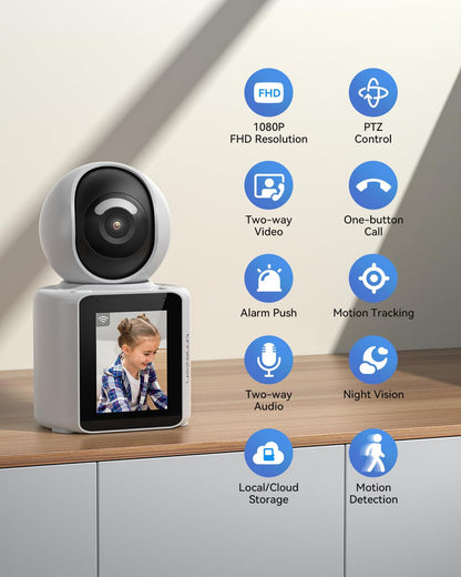 TMEZON Video Pet Dog Camera Indoor Two Way Wireless Security Camera Monitor 1080P with Phone app and Motion Detection,Baby/Elderly/Nanny Audio Calling Device Pan Tilt