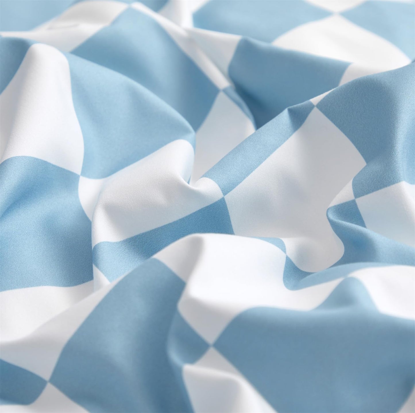 CLOTHKNOW Blue White Plaid Queen Duvet Cover Set 3Pcs Grid Bedding Sets Checkerboard Comforter Cover Sets with 2 x Pillowcases