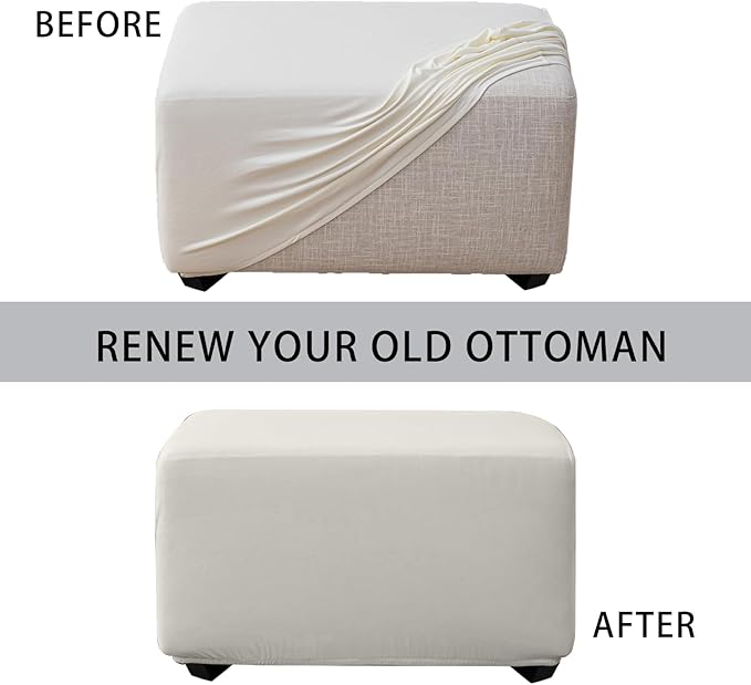 Super Stretch Ottoman Cover- Soft Form Fit Ottoman Cover Rectangular Ottoman