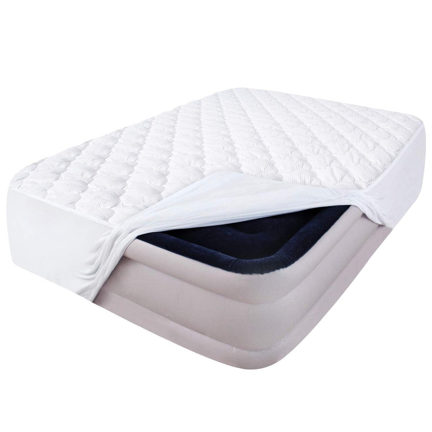 Air Mattress Cover Full Mattress Pad, Thick Quilted Mattress Topper Full, Super Soft Breathable and Noiseless Down Alternative Fiber Pillow Top Mattress Pad (15-23'' Deep Pocket)