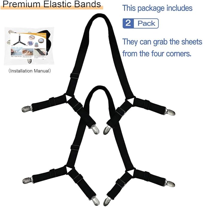 Bed Sheet Holder Straps, Triangle Elastic Mattress Cover Holder Fasteners