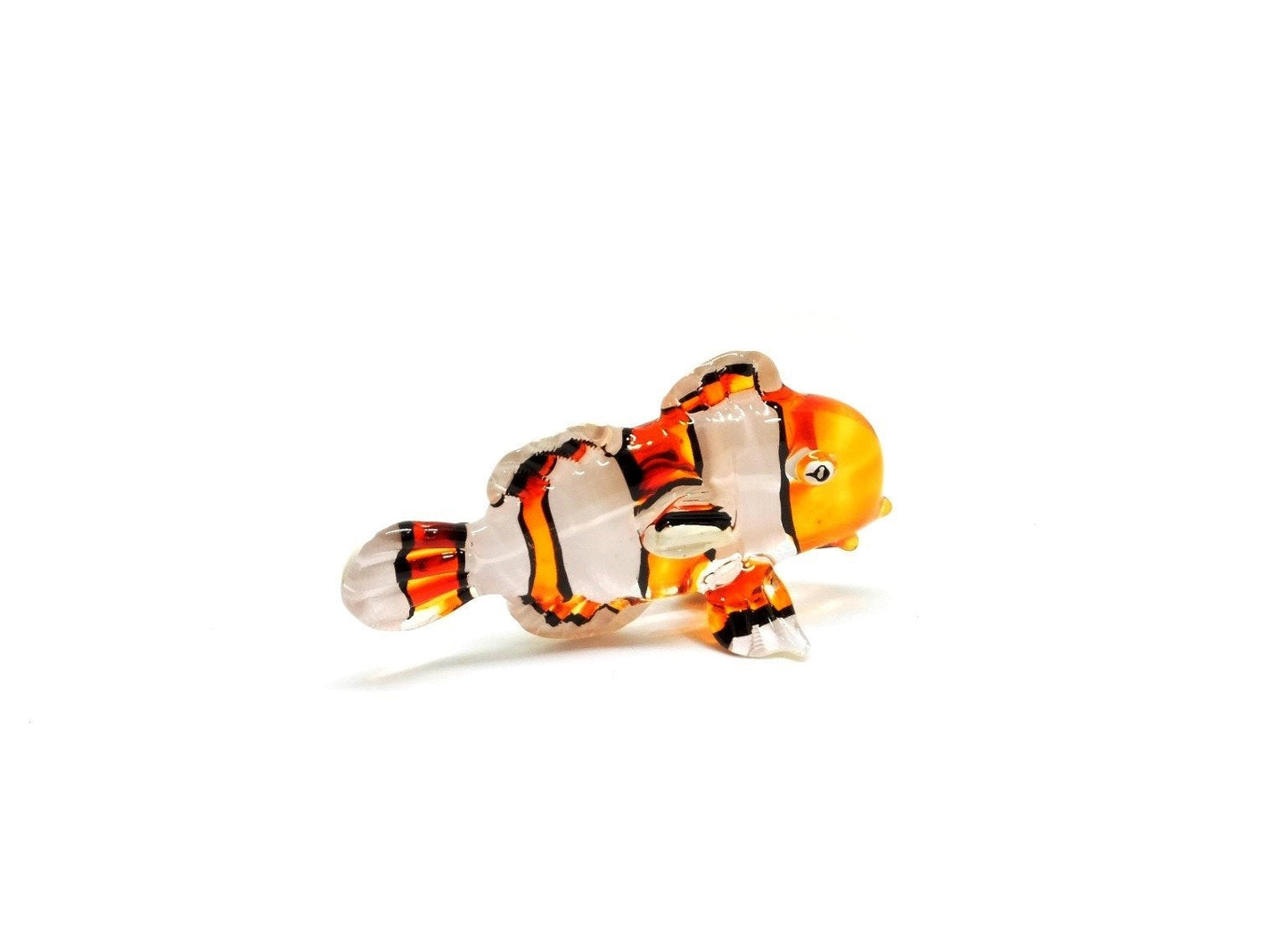 Handmade Mini 2" Clownfish Nemo Fish Figurine Art, Cool Stuff, Miniature Animals, Home or Garden Decor Gift Ideas