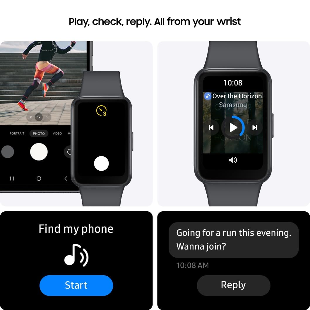 Samsung Galaxy Fit3, Smart Watch, Fitness Tracker, Health Monitoring, Black, 3 Year Samsung Extended Warranty (UK Version)