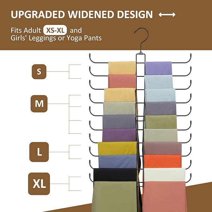 ZEDODIER Legging Organizer for Closet, 2 Pack Rotatable Yoga Pants Hanger for