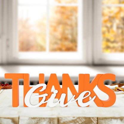 COCHIE Wooden Thanksgiving Give Thanks Sign, Fall Decorations for Home, Office, Shelf, Mantel, Indoor, Wood Thanksgiving Decor, Autumn Table Top Party Decoration (Give Thanks)