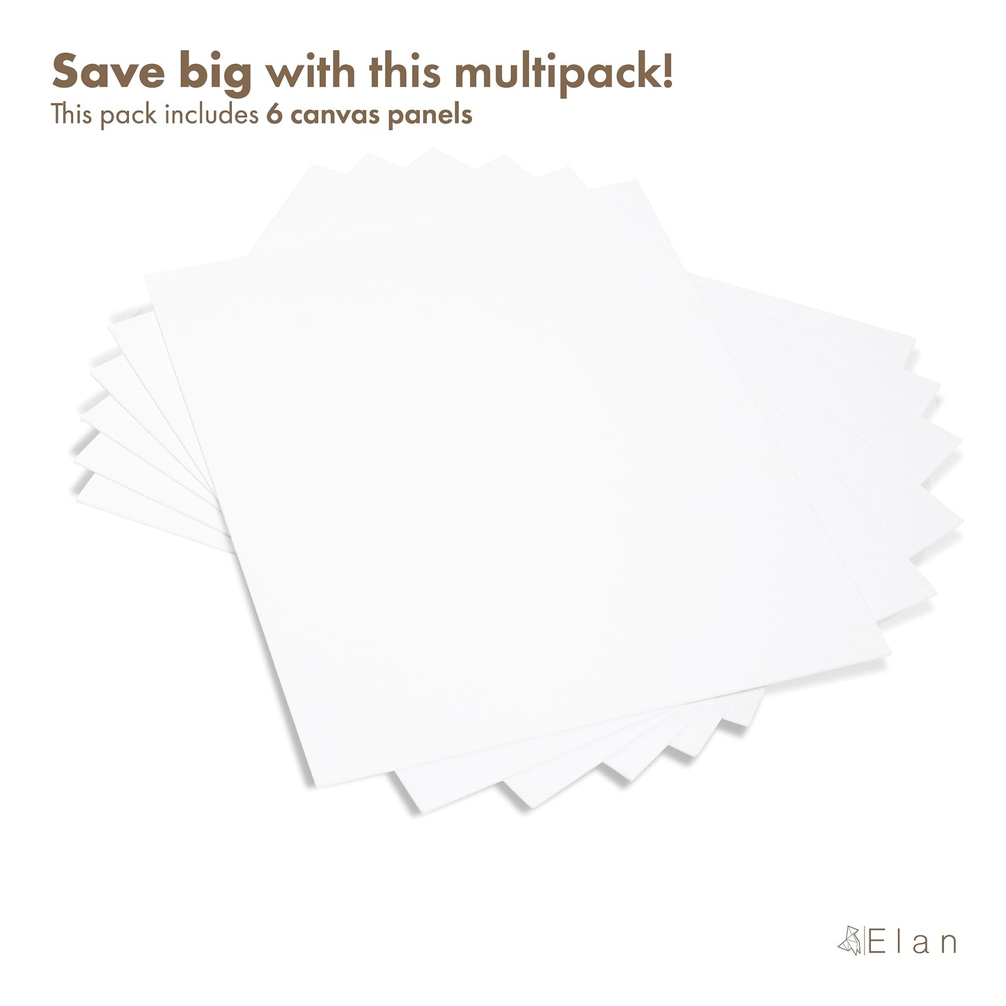 Elan Cotton Canvas Panels for Painting 40x50 CM, 6-Pack Acid-Free Art Canvases for Painting, Triple Primed Blank Canvases for Art, 40x50 Canvas Boards