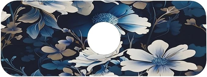 Blue flowers Kitchen sink faucet pad, strong water absorption, anti slip