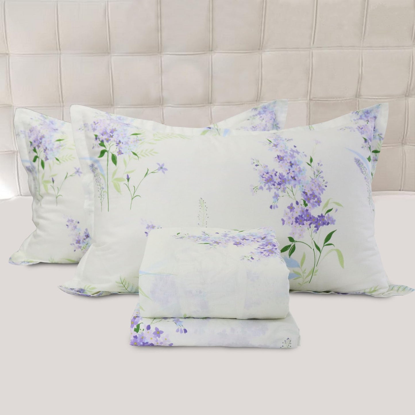 Helthep Floral Queen Sheet Set, Ultra-Soft and Breathable Cotton Sheet Set with Deep Pocket Fitted Sheet, Flat Sheet and Pillowcases, 4-Piece Queen Size